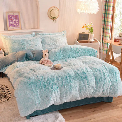 Comforter Set Plush Sherpa Fleece Machine-Washable