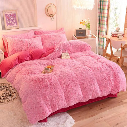 Comforter Set Plush Sherpa Fleece Machine-Washable