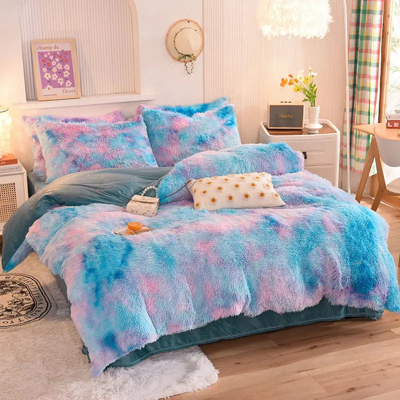 Comforter Set Plush Sherpa Fleece Machine-Washable