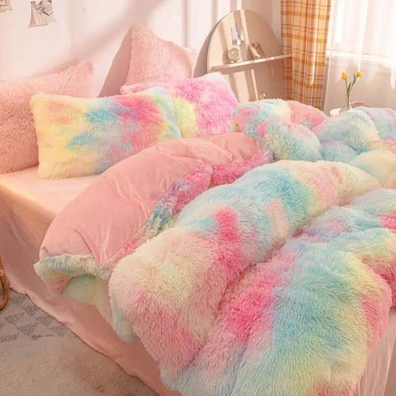 Comforter Set Sherpa Fleece Plush Warmth Machine-Washable