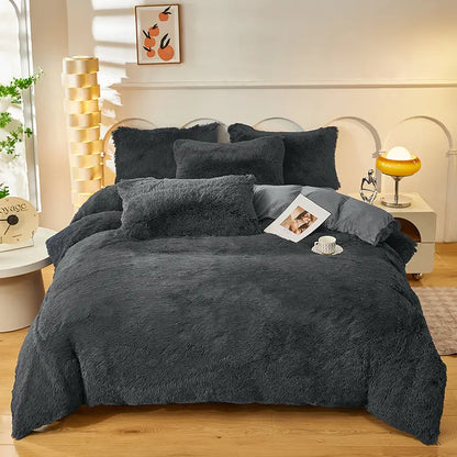 Comforter Set Sherpa Fleece Plush Warmth Machine-Washable