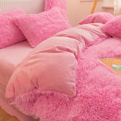 Comforter Set Sherpa Fleece Plush Warmth Machine-Washable