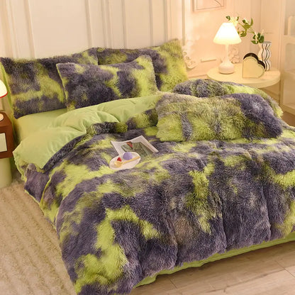 Comforter Set Sherpa Fleece Plush Warmth Machine-Washable