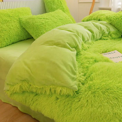Comforter Set Sherpa Fleece Plush Warmth Machine-Washable
