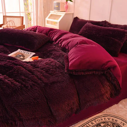 Comforter Set Sherpa Fleece Plush Warmth Machine-Washable