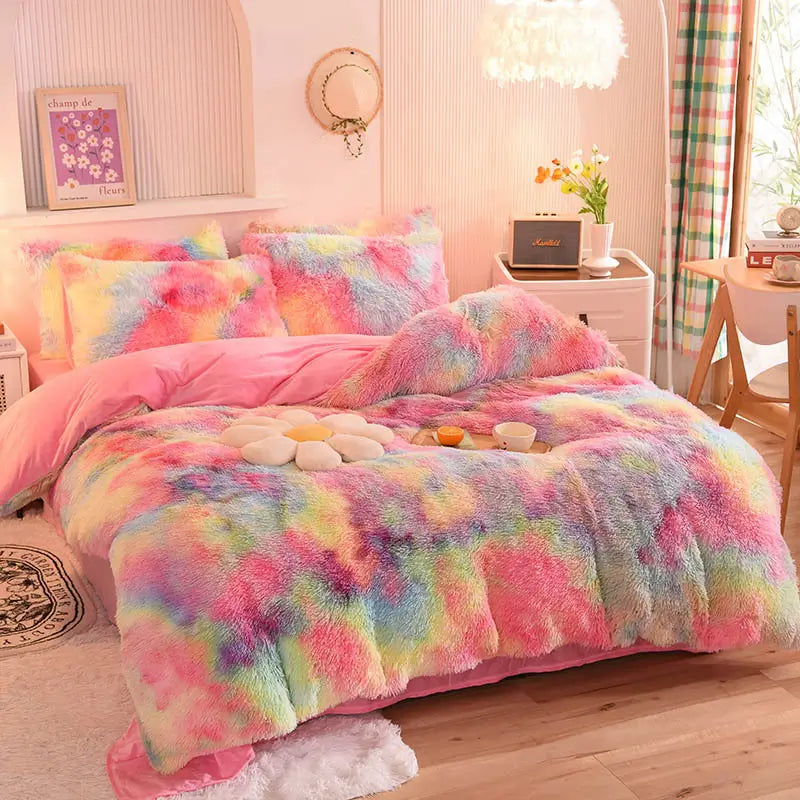 Comforter Set Sherpa Fleece Plush Warmth Machine-Washable