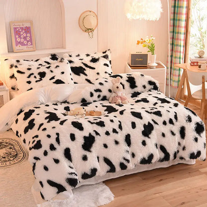 Comforter Set Sherpa Fleece Plush Warmth Machine-Washable