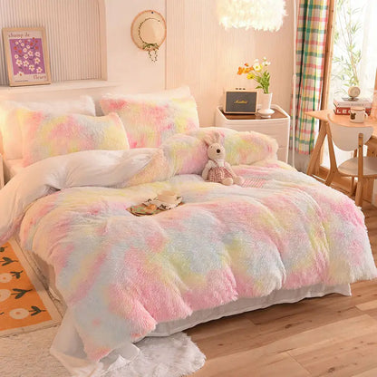 Comforter Set Sherpa Fleece Plush Warmth Machine-Washable