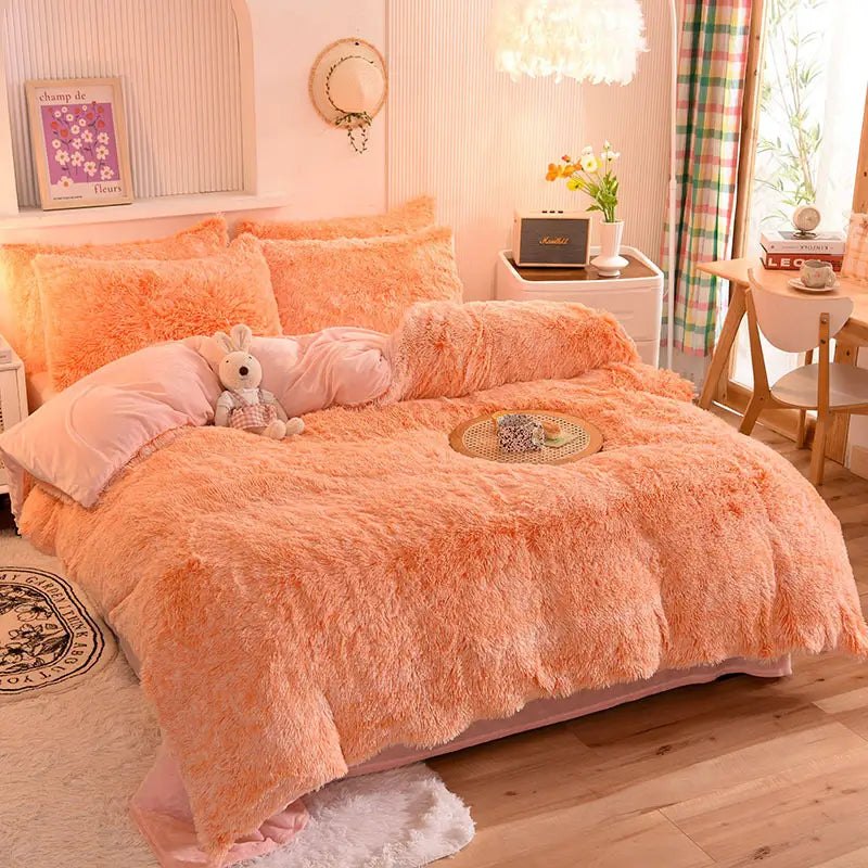 Comforter Set Sherpa Fleece Plush Warmth Machine-Washable