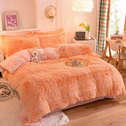 Comforter Set Sherpa Fleece Plush Warmth Machine-Washable