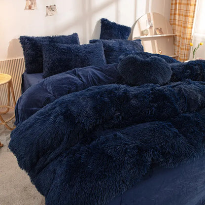 Comforter Set Sherpa Fleece Plush Warmth Machine-Washable