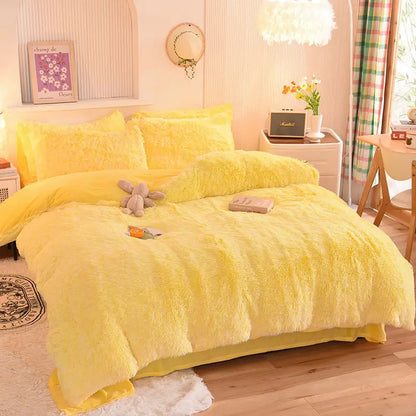Comforter Set Sherpa Fleece Plush Warmth Machine-Washable
