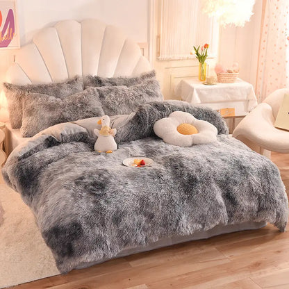 Comforter Set Sherpa Fleece Plush Warmth Machine-Washable