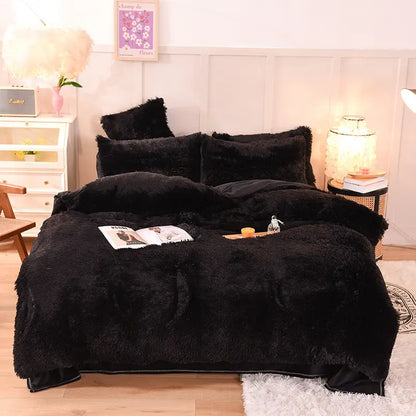 Comforter Set Sherpa Fleece Plush Warmth Machine-Washable