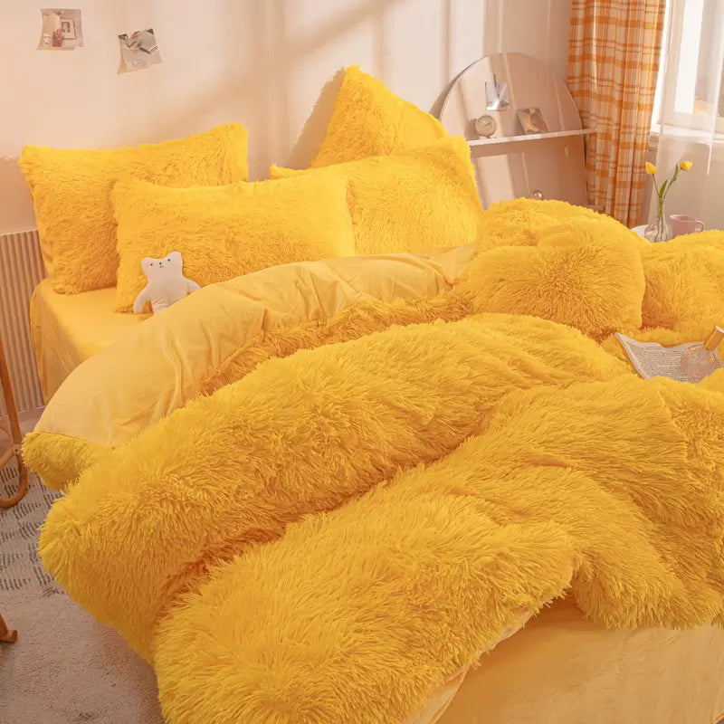 Comforter Set Sherpa Fleece Plush Warmth Machine-Washable