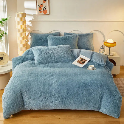 Comforter Set Sherpa Fleece Plush Warmth Machine-Washable