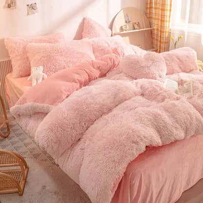 Comforter Set Sherpa Fleece Plush Warmth Machine-Washable