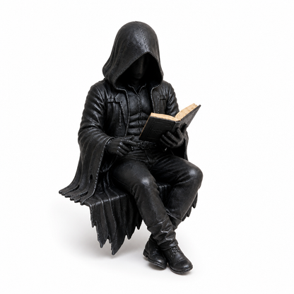 Compact Hooded Resin Reader Figurine