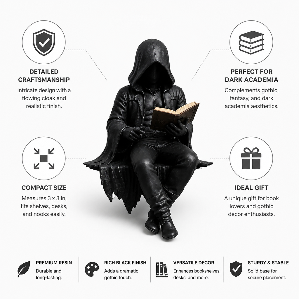 Compact Hooded Resin Reader Figurine
