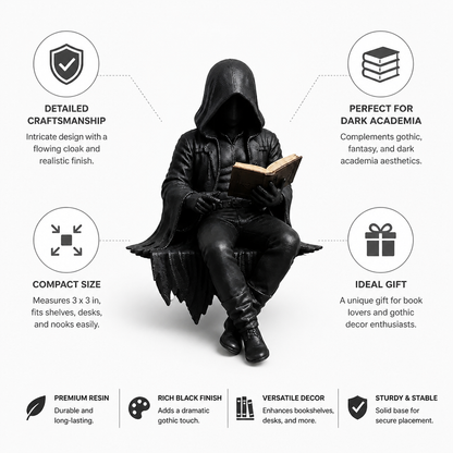 Compact Hooded Resin Reader Figurine