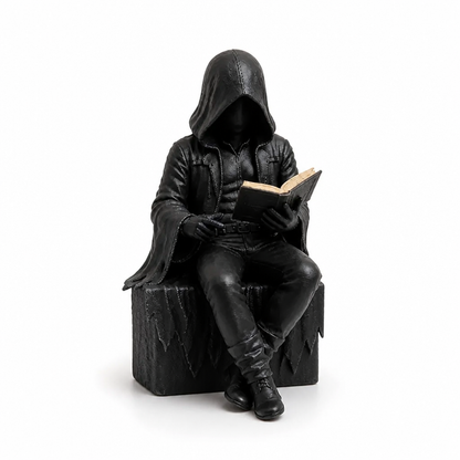 Compact Hooded Resin Reader Figurine