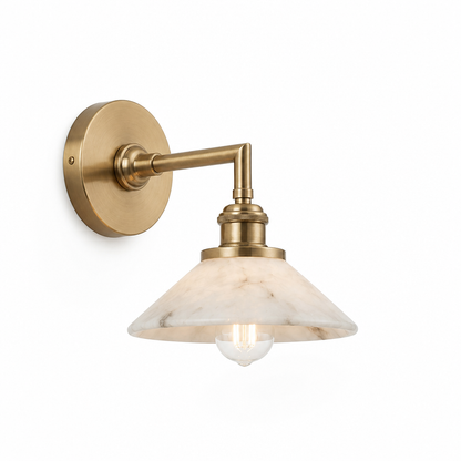Compact Solid Brass Alabaster Wall Sconce