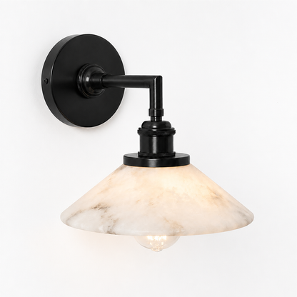 Compact Solid Brass Alabaster Wall Sconce