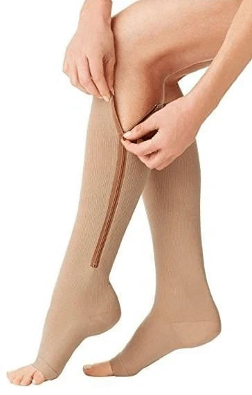 Compression Socks Graduated Support Zip-Up Open-Toe Design