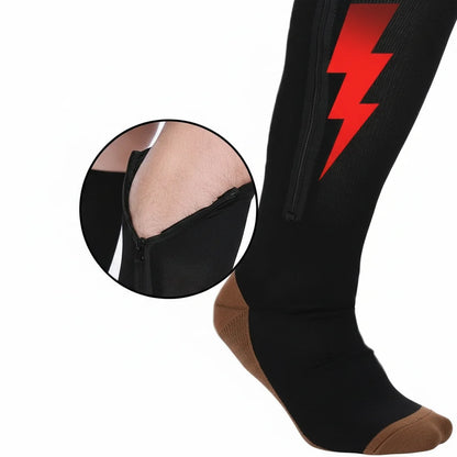 Compression Socks Graduated Support Zip-Up Open-Toe Design