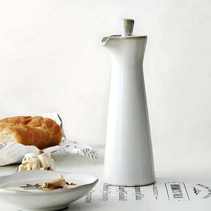 Condiment Bottle Ceramic Drip-Free Oval Pourer