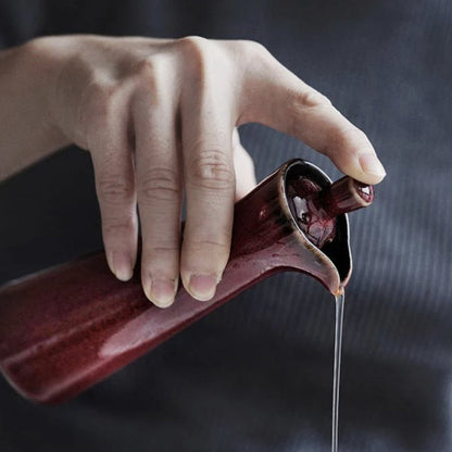 Condiment Bottle Ceramic Drip-Free Oval Pourer