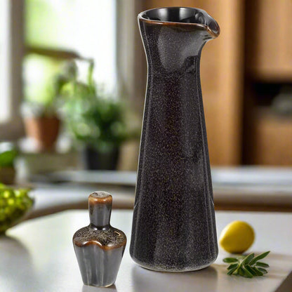 Condiment Bottle Ceramic Drip-Free Oval Pourer