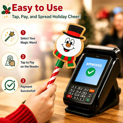 Contactless Card Holder Wand Christmas Designs Candy Cane Handle