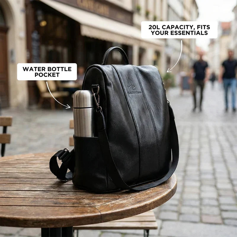 Convertible Backpack PU Leather Water-Resistant 3-Way Carry