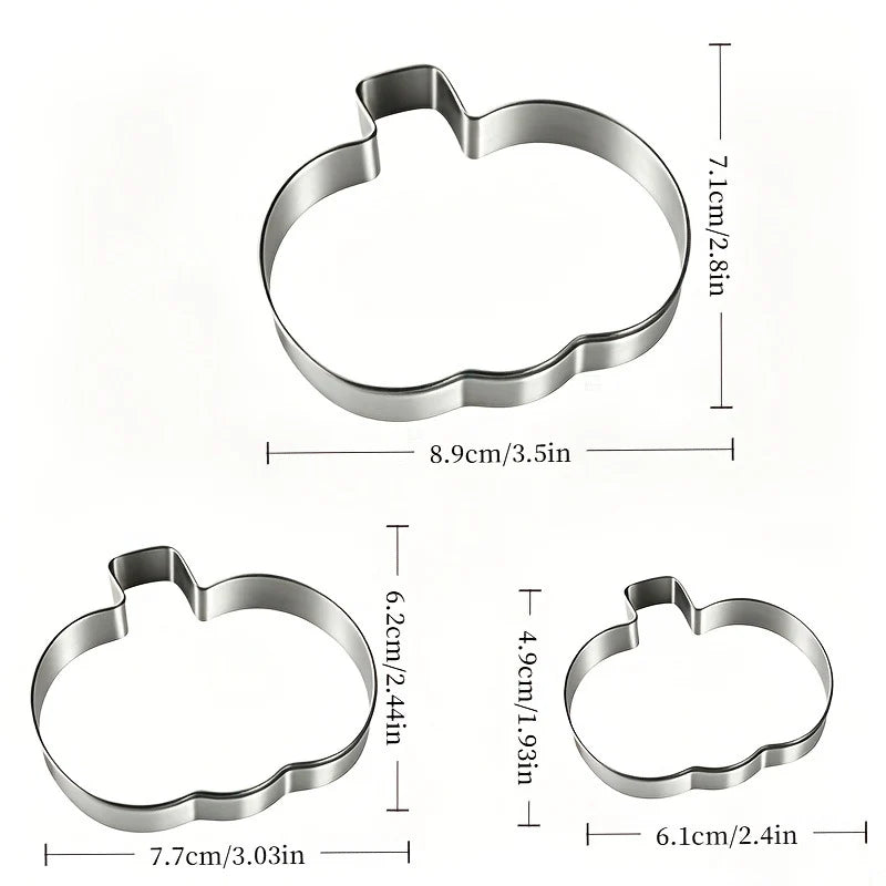 Cookie Cutter Set Pumpkin Stainless Steel Set of 3