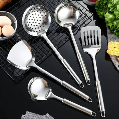 Cooking Utensil Set 5-Piece Stainless Steel Ergonomic Handles