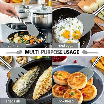 Cooking Utensil Set Heat-Resistant Silicone Heads & Stainless Steel Handles