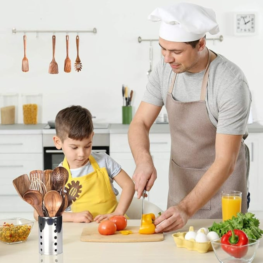 Cooking Utensil Set Premium Wood 7 Piece Non-Scratch