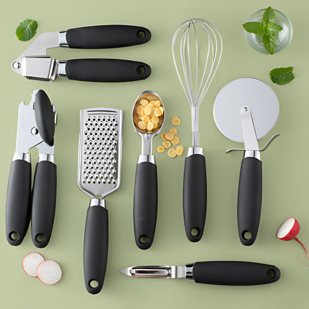 Cooking Utensil Set Rose Gold Ergonomic Silicone Handles
