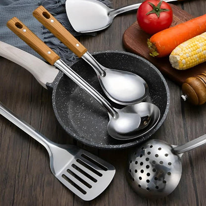Cooking Utensil Set Stainless Steel Heat-Resistant Handles