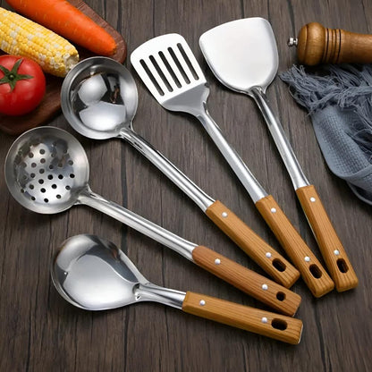 Cooking Utensil Set Stainless Steel Heat-Resistant Handles