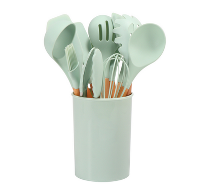 Cooking Utensils Set 12-Piece Heat-Resistant Silicone & Bamboo Handles