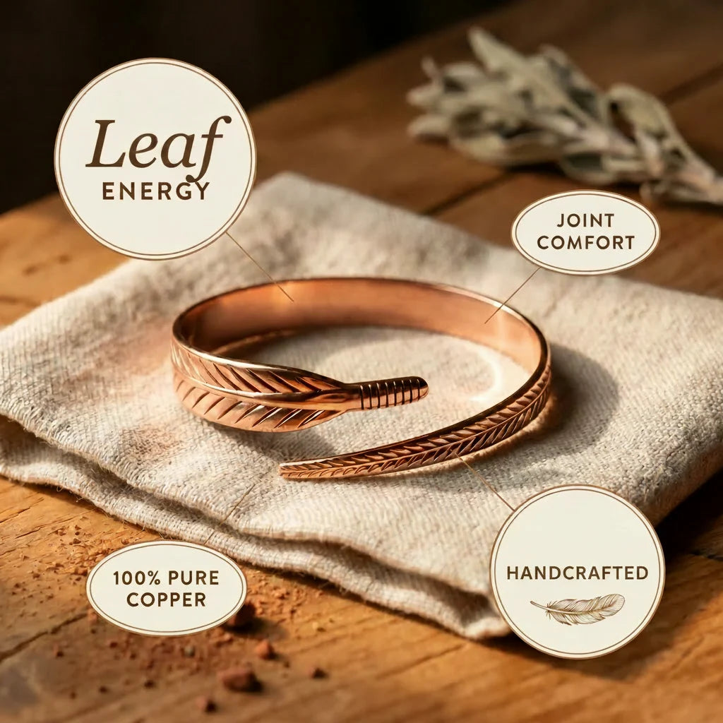 Copper Bracelet Hand-Engraved Feather Design
