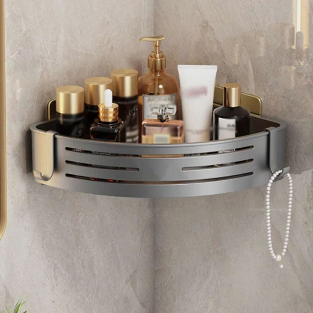 Corner Shower Caddy Space-Saving Rust-Resistant Aluminum Self-Adhesive