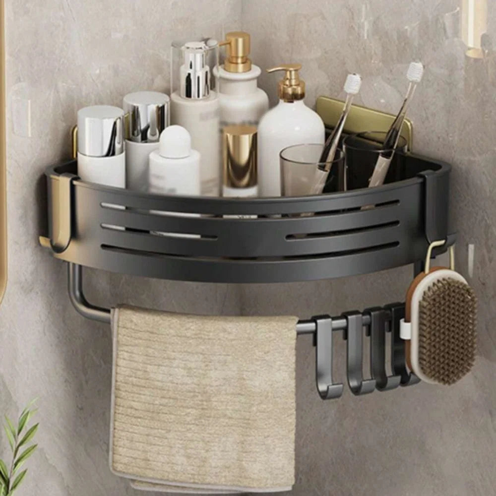 Corner Shower Caddy Space-Saving Rust-Resistant Aluminum Self-Adhesive