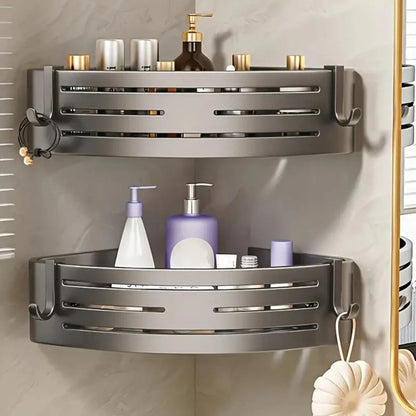 Corner Shower Caddy Space-Saving Rust-Resistant Aluminum Self-Adhesive