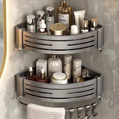 Corner Shower Caddy Space-Saving Rust-Resistant Aluminum Self-Adhesive