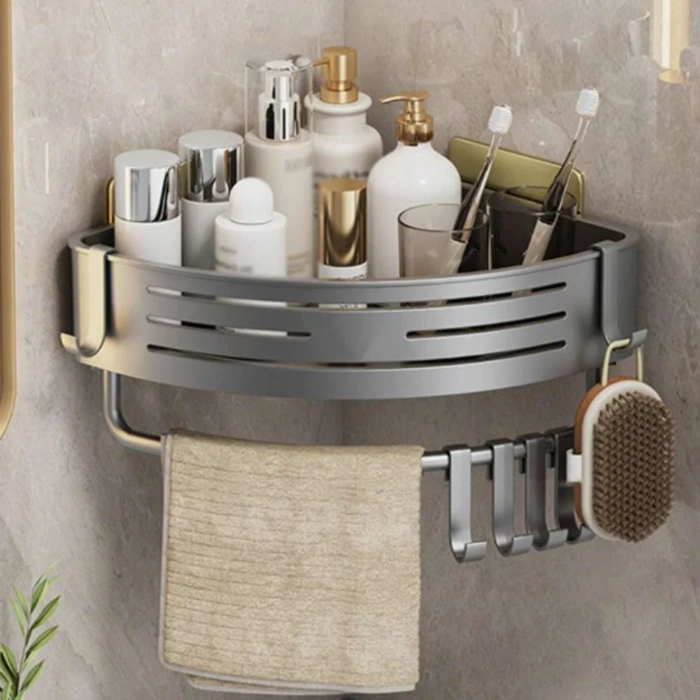 Corner Shower Caddy Space-Saving Rust-Resistant Aluminum Self-Adhesive