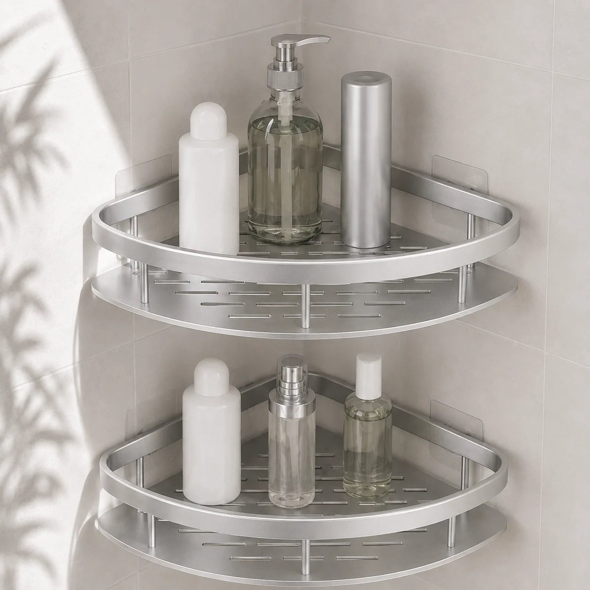 Corner Shower Shelf Aluminum No-Drill Open-Drainage