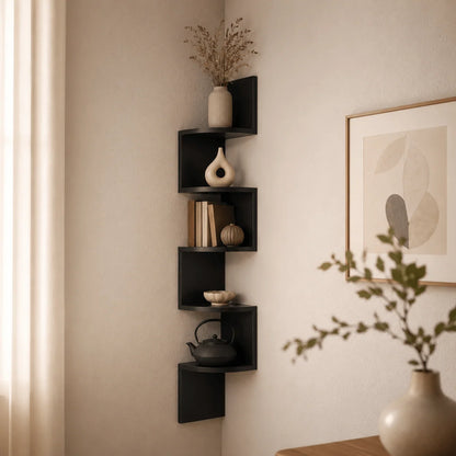 Corner Wall Shelf Multi-Tier Space-Saving MDF Construction